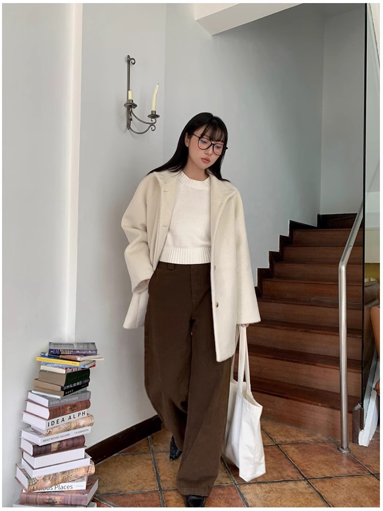 冬季新款梨形身材显瘦休闲通勤纯色长款萝卜裤磨毛高腰休闲裤